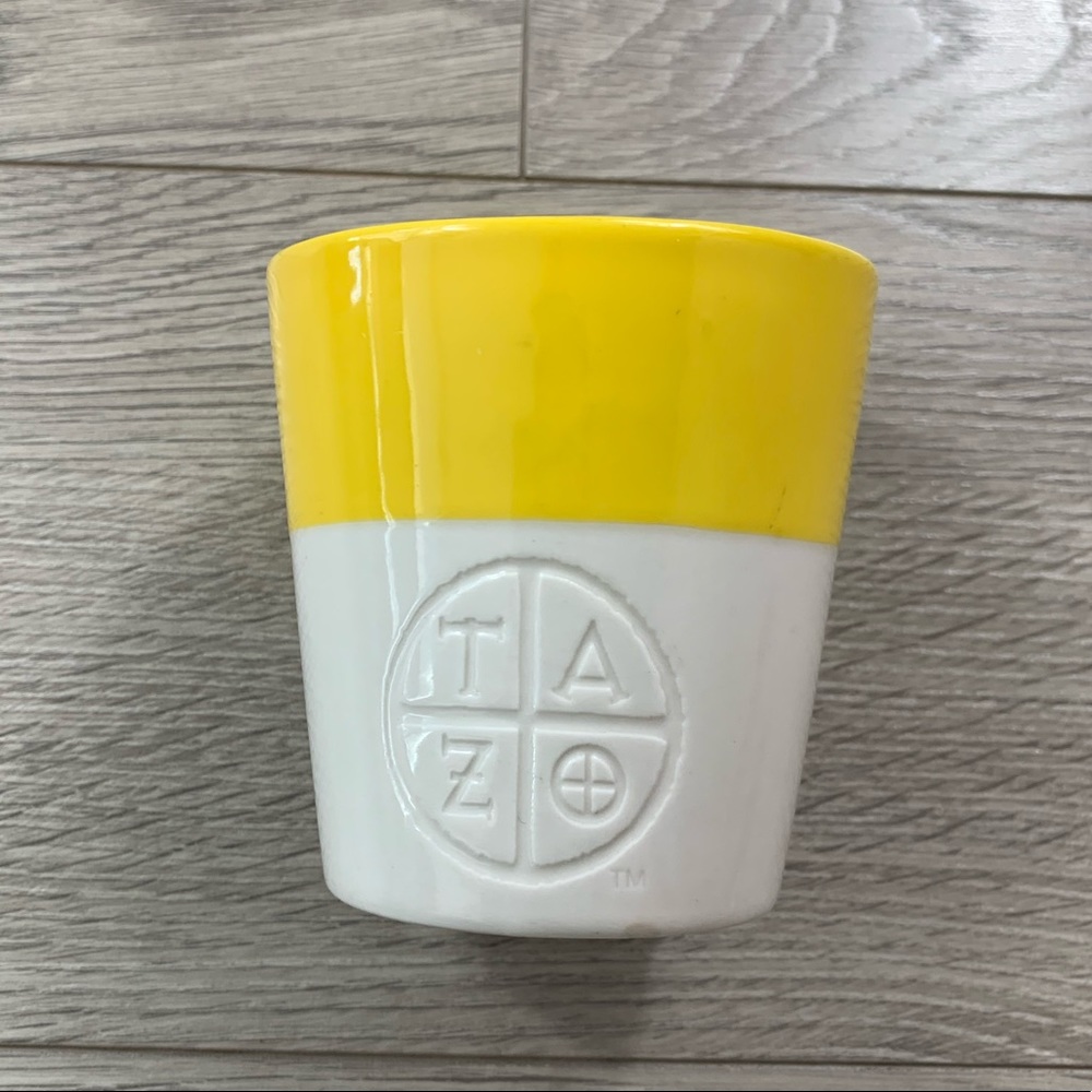 Starbucks TAZO Coffee/Tea Mug Assymmetrical yellow/white